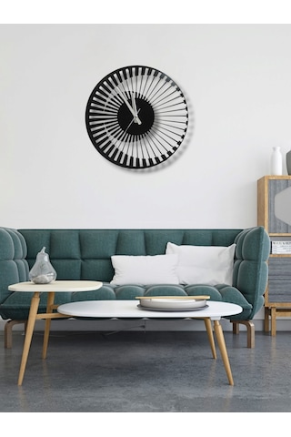 3d Efektli Şık Modern Zarif Metal Duvar Saati Siyah