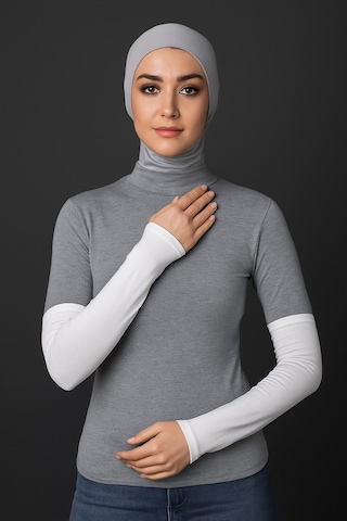 Sonbaharmoda Kadın Tesettür Likralı Esnek Düz Penye Kolluk Beyaz