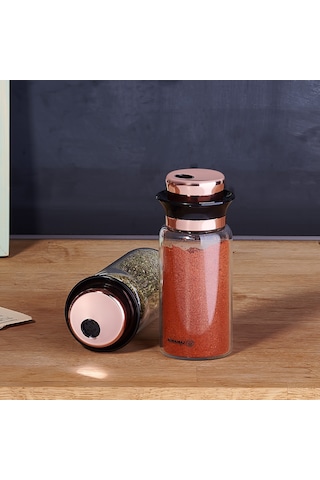 Korkmaz Stora Glass Rosegold Tuzluk Biberlik Seti