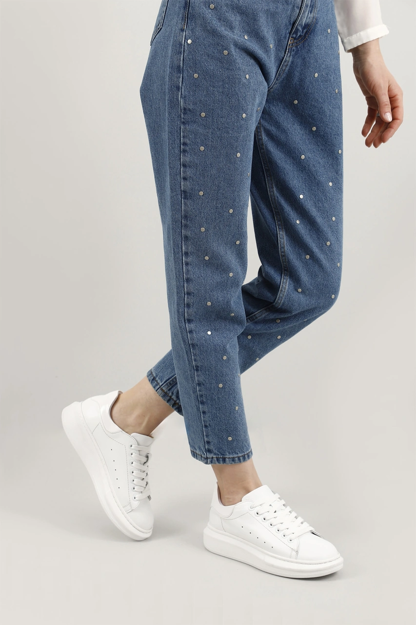 Gönderi(R) Gönderi R Kadın Beyaz Bağcıklı Dolgu Taban Hakiki Deri Sneaker Gdza13424283 Beyaz