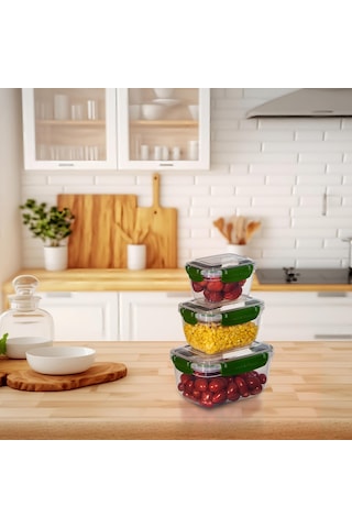 3'lü Master Dikdörtgen Saklama Kabı 400 ML - 800 ML - 1400 ML 001