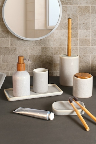 Primanova Elegance Banyo Seti 6 Parça Krem