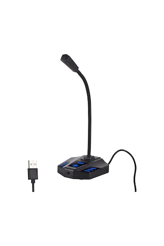 Maiyame Abs Plastik Gövde, Usb Güç Girişli, Dokunmatik Kontrollü, Siyah Bilgisayar Mikrofonu