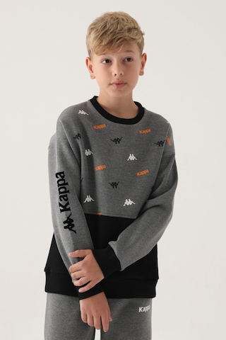 Kappa Antrasit Melanj Baskılı Garnili Kanguru Cep Erkek Çocuk Sweatshirt