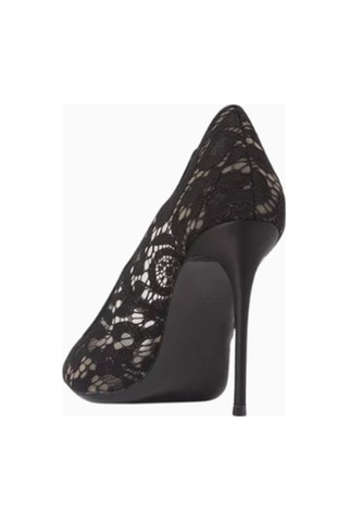 Castle Black Black Suede Studio Gia 100 Dantel Ve Saten, Siyah Ince Topuklu Stiletto Ayakkabı Topuklu Ayakkabı 38