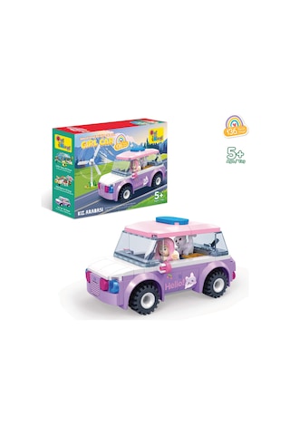 Ogi Mogi Toys Eğitici Bloklar Kız Arabası 136 Parça Yapı Seti