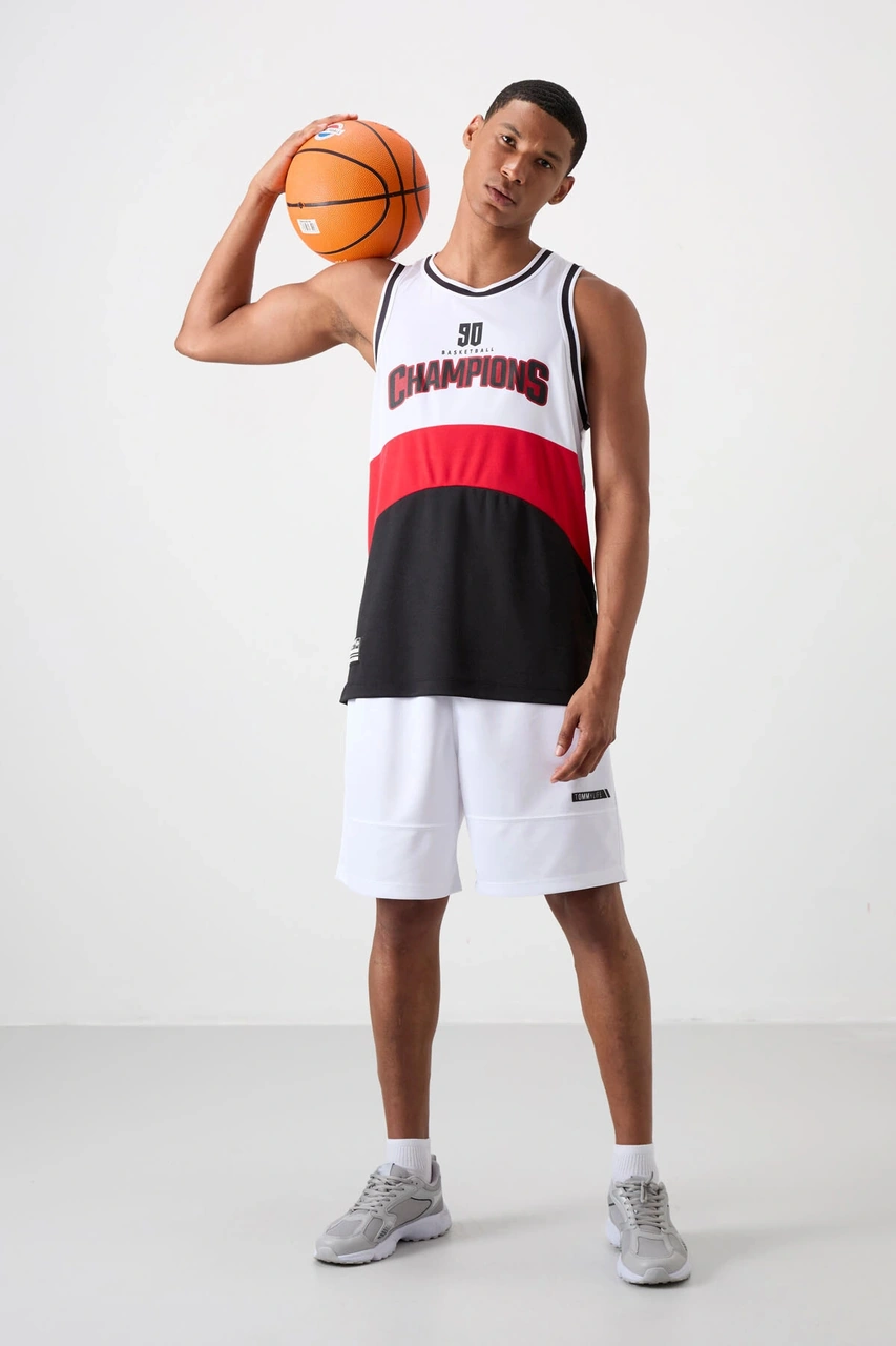 Tommy Life Nefes Alan Dokulu İnce Esnek Standart Fit Erkek Basketbol Atlet - 88395 Çok Renkli