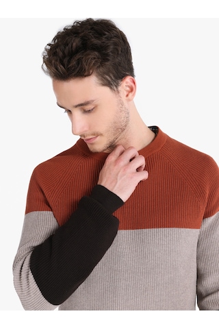 Colin's Colins Regular Fit Bisiklet Yaka Çizgili Triko Kahverengi Erkek Kazak Cl1066283 Kahverengi