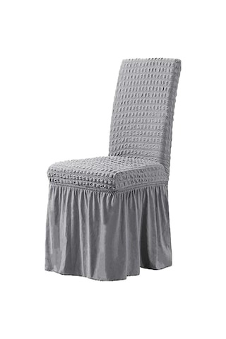 StarMall Brürümcük Etekli Sandalye Kılıfı, Lastikli,esnekli Sandalye Örtüsü 1 Adet Gri