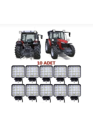 Carub 10 Adet Off Road Sis Lambası Çalışma Lambası 10-30v 48w 16 Led Kare
