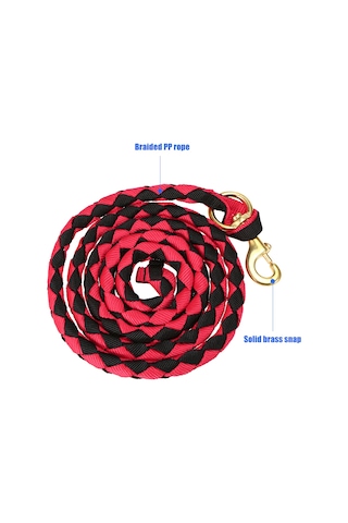 Leezsing Dayanıklı Pirinç Kanca Ve Örgülü Pp İp İle At, Keçi Ve Koyunlar İçin Eğitim Ve Yönlendirme İpi - 2.5m Mavi-siyah Mavi - Siyah