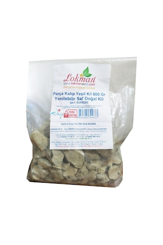 LokmanAVM Saf Doğal Yenilebilir Parça Kalıp Yeşil Maskelik Kil 500 G