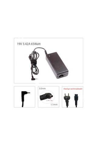 Acer Uyumlu 3.0mm - 1.1mm / 19v - 3.42a 65w Notebook Adaptör