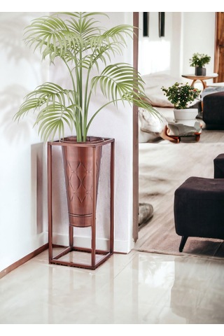 The Mia Prizma Vazo & Saksı Bakır Kaplama 70x30x30 Cm