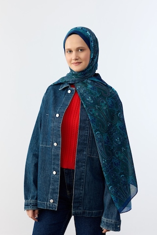 Mirsoy Scarf Asya Etnik Desen Şal Mavi