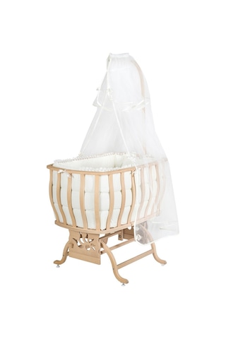 Setaymobilya Doğal Ağaç Beşik, Otantik Sallanan Beşik + Uyku Seti - Setay