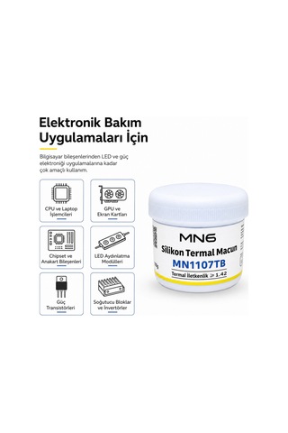Mn1107tb 100 Gr Beyaz Termal Macun 1.42 W/mk Cpu Gpu Chipset Led Modül Elektronik Bakım Soğutucu Macunu