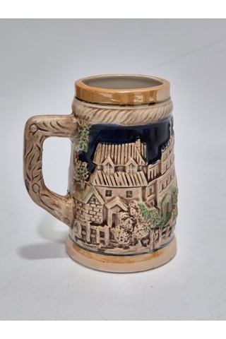 Vintage Tankart Londra Temalı Alman Seramik Bira Bardağı 11,8cm 005