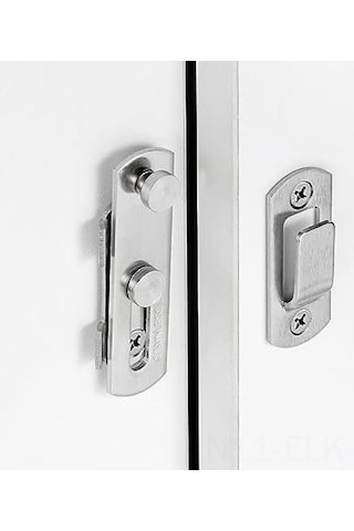 Besthome1 Paslanmaz Çelik 4'lü Kapı Kilit Seti - 7x5 Cm, Kolay Montaj, Ev Ofis Güvenliği İdeal Gümüş