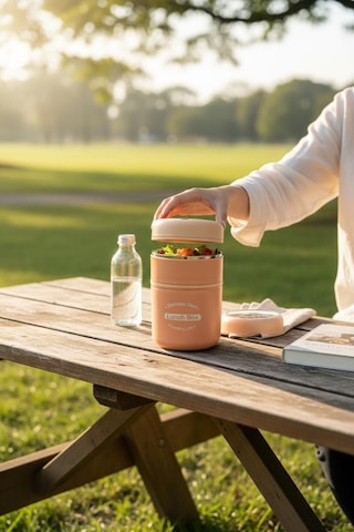 Tohana Kulplu Çelik Sefer Tası - Yemek Termosu Saklama Kabı 2 Katlı Pembe 710 Ml. 304 Çelik Pembe