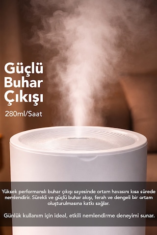 2,5 Lt Hazneli Hava Nemlendirici - Ultrasonik Oda Nemlendirici Sessiz Buhar Makinesi Aroma Difüzörü