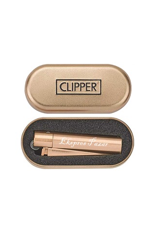 Clipper Kişiye Özel Metal Çakmak Özel Kutu ve Baskılı Rose Gold