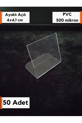 50 Adet Pvc Etiketlik Ayaklı Arkaya Açılı 4x4,5 Cm Mini Etiketlik