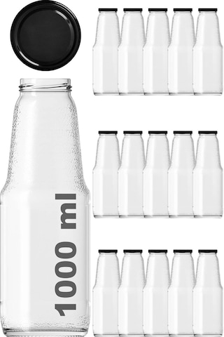 Afracam Meyve Suyu Şişesi Şeffaf 1000 Ml Metal Kapaklı 15 Adet