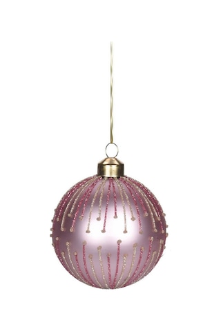 Çizgili Pembe Yılbaşı Süsü 8 Cm