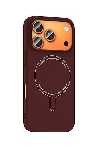Apple iPhone Uyumlu Uyumlu 18 Pro Max Kılıf M-safe Şarj Özellikli Kamera Korumalı Zore Elio Sert Pc Kapak Bordo
