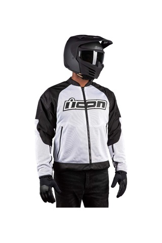 Icon Overlord 3 Mesh Korumalı Motosiklet Montu Siyah Beyaz
