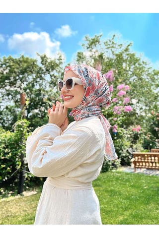 Moda Kaşmir Flora Desen Bambu Eşarp Pembe-lila