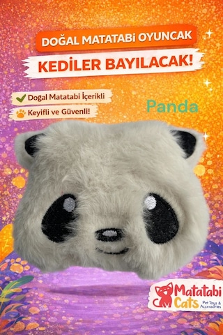 Panda Peluş Kedi Oyuncağı Matatabi İçerikli, Dayanıklı, Kediler İçin Eğlenceli Oyuncak