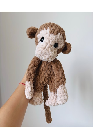 Hugo The Baby Monkey Uyku Arkadaşı Kahverengi - Pembe
