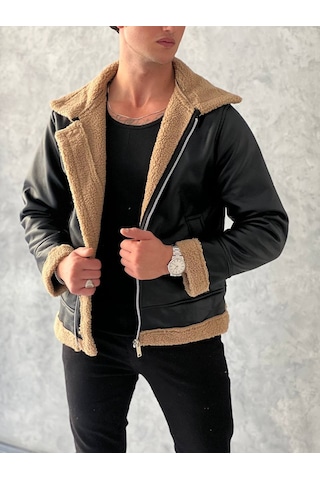 Modefendi Full Kürklü Yarı Oversize Deri Mont Kahverengi