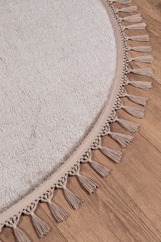 Vl Yuvarlak Comfort Ponpon Saçaklı Peluş Post Halı Kahverengi Halı Yuvarlak Kahve P.saçak