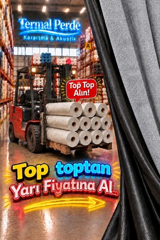 Keten Siyah Filmli Karartma Perdelik Top Kumaş - Gri