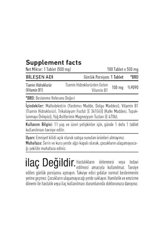 Vitagenom B1 Vitamin 100 Tablet