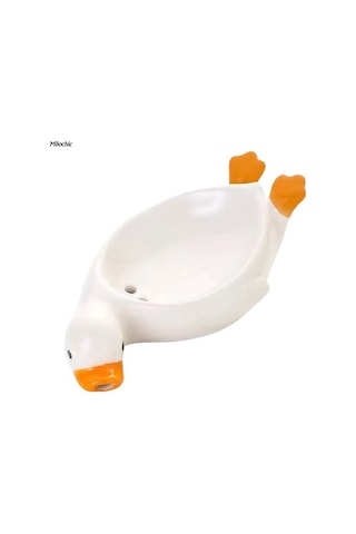 Besthome1 Küçük Ördek Seramik Sabun Tutucu, Su Çıkarma, Beyaz, Dayanıklı Banyo Aksesuarı Beyaz