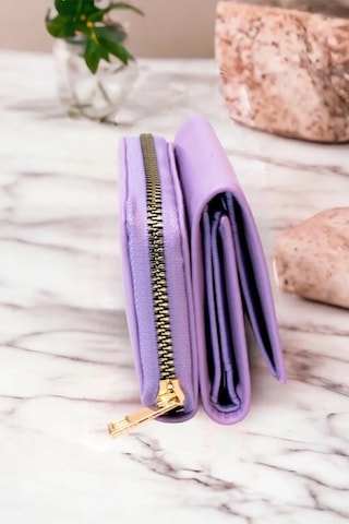 Mygeppetobag Kadın Fermuarlı Ve Çıtçıtlı Bozuk Para Bölmeli Şık Cüzdan Lila Çok Renkli