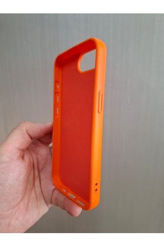 Apple Uyumlu iPhone 16e Logolu İçi Kadife Silikon Lansman Kılıf Turuncu