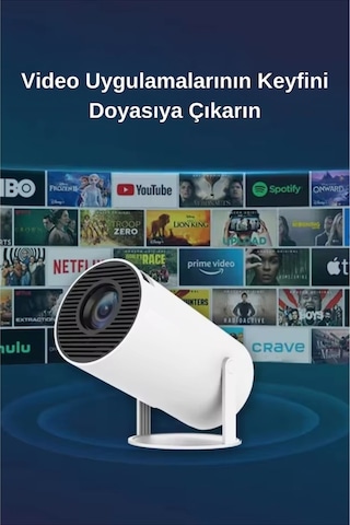 Wearfitpro Hy300 720p Android Wireless Bluetooth Destekli Dönebilen Projeksiyon Cihazı Beyaz