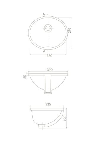 Turkuaz Seramik Cerastyle 35 x 30 Tezgah Altı Hilton Lavabo 070500