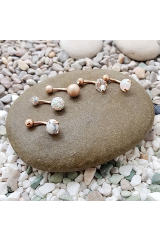 Chavin 5 Adet Taşlı Taşsız Cerrahi Çelik Göbek Piercing Eh02Rs
