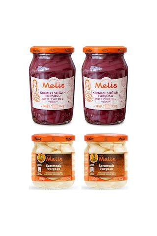 Melis Kırmızı Soğan Turşusu 340 Gr Ve Sarımsak Turşusu 180 Gr 4 Lü Set