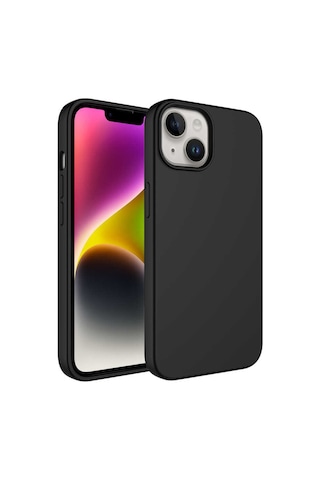 Apple Uyumlu iPhone 14 Plus Uyumlu Sıvı Teknolojili Silinebilir Sert Zore Kivi Kapak-siyah -