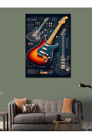 Kanvas Tablo İki Gitar Ve Melodi Planı 50cmx70cm