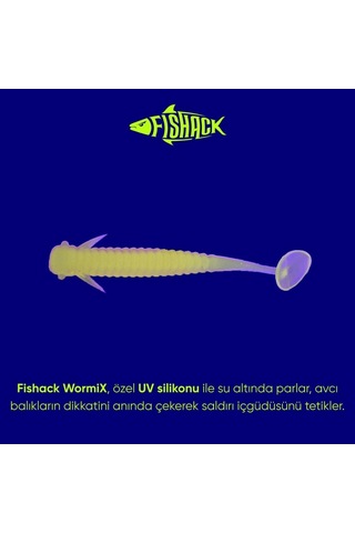 Silikon Kurt Yem - 1g 50mm - Fishack Wormix - 10 Adet - Fluo Green