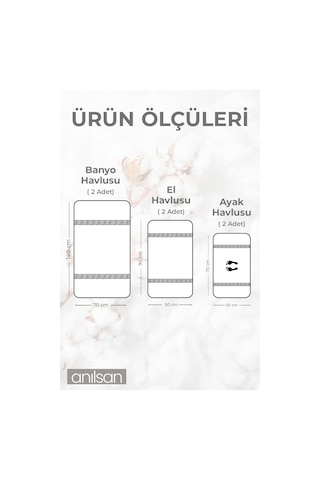 %100 Pamuk 6'lı Greek Havlu Seti - 2 Adet El Havlusu, 2 Adet Banyo Havlusu Ve 2 Adet Ayak Havlusu Beyaz