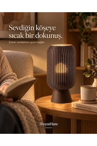 Modern Dekoratif Masa Lambası Salon Ve Yatak Odası İçin Abajur, 10 Renk Seçeneği, E14 Led Uyumlu Kahverengi